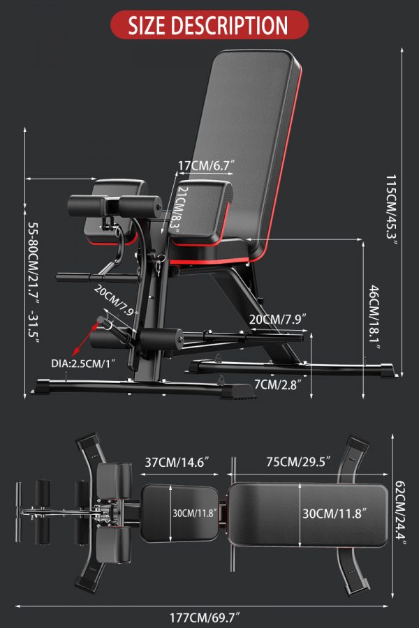 workout bench adjustable height foldable for incline and decline home with leg curl 1